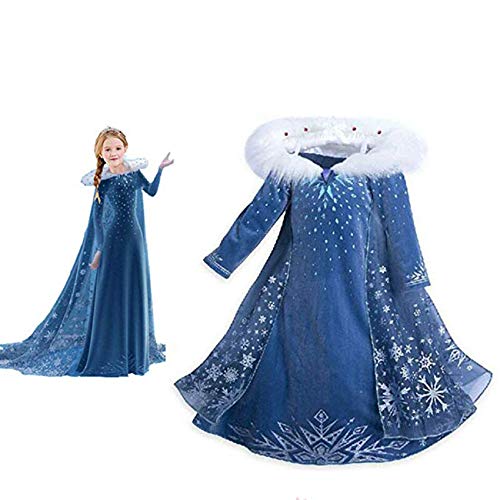 VBY Snow Princess Costume Girls Halloween Cosplay Fancy Dress Queen Christmas Birthday Party Dress 3-8Y