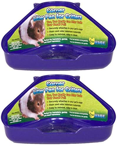 Ware 2 Pack of Corner Litter Pans for Hamsters Gerbils and Dwarf Hamsters, Assorted Colors