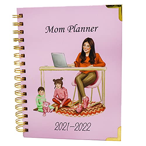 Milky Chic Mom 2022 Planner, Weekly and Monthly Planner for Mothers with a Spiral Cover, Motivational Agenda Organizer Book with Tabs, Twin Wire Binding, 8.5 x 6.5 Inch, July 2021 - December 2022