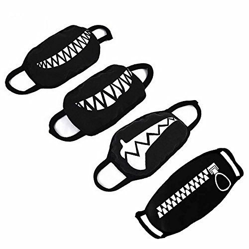 gootrades Set of 4 Teeth Pattern Unisex Cotton Blend Anti Dust Face Mouth Mask