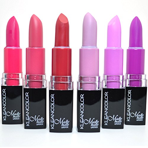 6 KLEANCOLOR MADLY MATTE LIPSTICK SET BOLD VIVID PURPLE PINK RED LIP STICK + FREE EARRING by Kleancolor