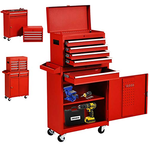 JD Trading Big Rolling Tool Chest, Tool Chest with Drawers and Wheels Tool Cabinet Tool Storage Removable,Rolling Tool Box with Lockable Drawers, Toolbox for Mechanics Garage Workshop (Red)