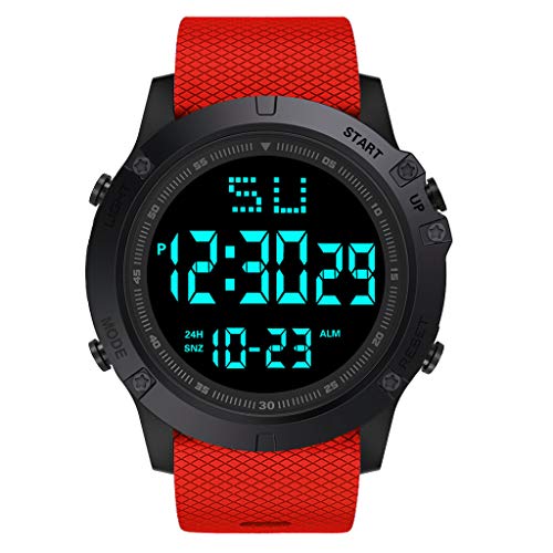 Sport Watch, 50M Waterproof Watch, Sport Wrist Watch for Men Women Kids, Digital Watch with Alarm Date and Time (Red -6)