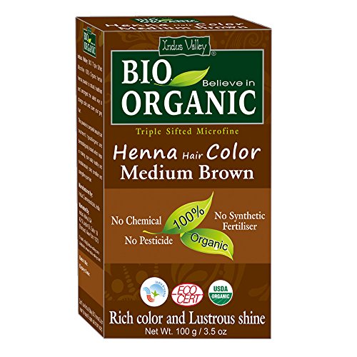 Indus Valley Bio Organic Natural Henna Hair Color Medium Brown 100gm| 100% Gray Hair Coverage And Long Lasting Hair Dye | Vegan and Cruelty-Free