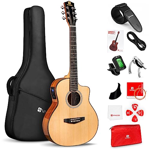 Electric Acoustic Guitar 3/4 Size - 36 Inch Acoustic Electric Guitar Cutaway Acustica Guitarra Bundle for Beginners and Students, Spruce Top, Guitarra Electro Acustica by Vangoa
