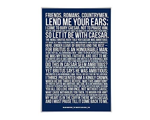 Friends Romans Countrymen William Shakespeare Art Print. 60 Colours/2 Sizes. Julius Caesar Play. Theatre Poster