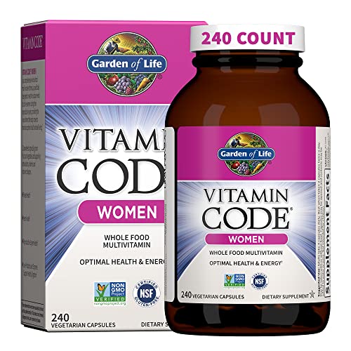 Garden of Life Multivitamin for Women, Vitamin Code Women's Multi - 240 Capsules, Whole Food Womens Multi, Vitamins, Iron, Folate not Folic Acid & Probiotics for Womens Energy, Vegetarian Supplements