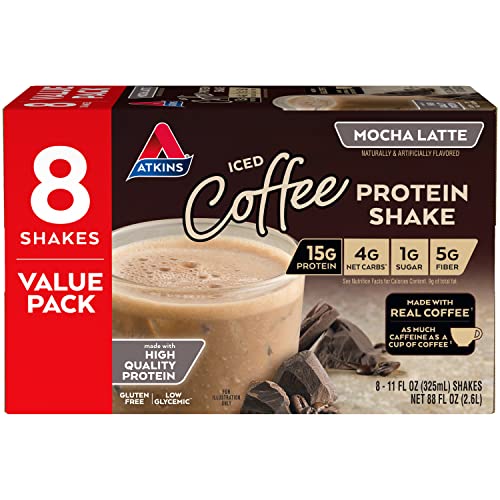 Atkins Mocha Latte Protein-Rich Shake. With Protein. Keto-Friendly and Gluten Free. Value Pack. (8 Shakes)*Packaging May Vary