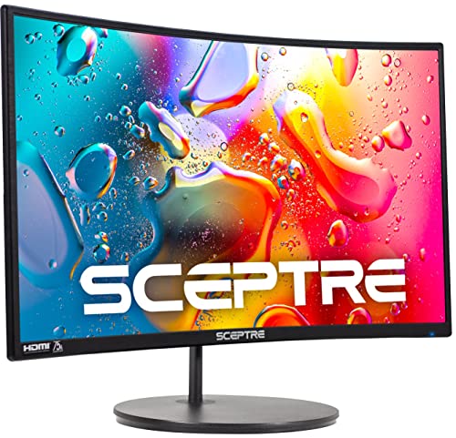 Sceptre Curved 27' 75Hz LED Monitor HDMI VGA Build-In Speakers, EDGE-LESS Metal Black 2019 (C275W-1920RN)