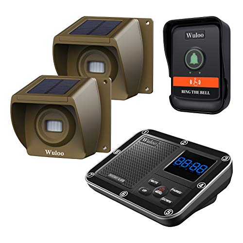 Solar Wireless Driveway Alarm with Extra Doorbell Part (1 Receiver & 2 sensors & 1 doorbell Unit)