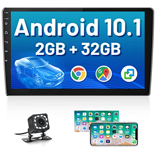 [2G+32G] 2023 Hikity Double Din Android Car Stereo 10.1 Inch Touch Screen Radio Bluetooth WiFi GPS FM Radio Support Android/iOS Phone Mirror Link with Dual USB Input & Backup Camera