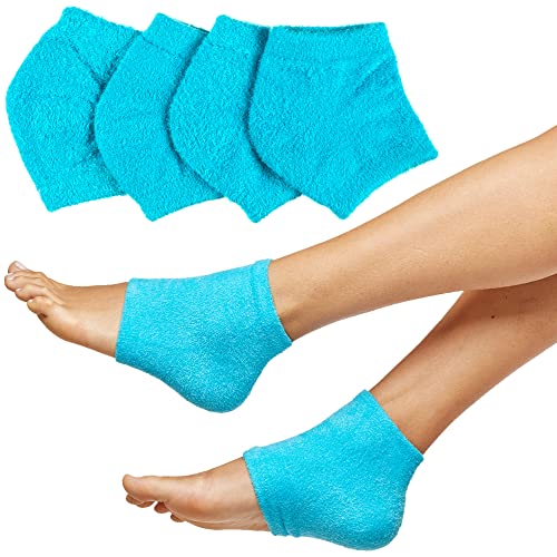 ZenToes Moisturizing Fuzzy Sleep Socks with Vitamin E, Olive Oil and Jojoba Seed Oil to Soften and Hydrate Dry Cracked Heels (Regular, Blue)