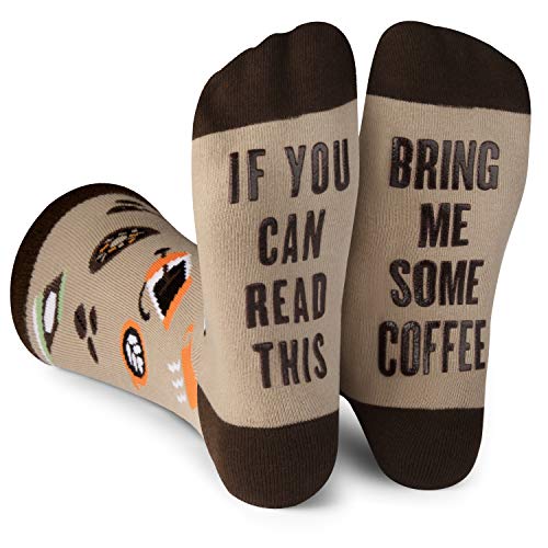 Lavley If You Can Read This - Funny Socks Novelty Gift For Men, Women and Teens (Coffee)