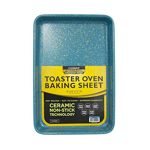 casaWare 9 x 6 x 0.75-Inch Toaster Oven Ultimate Series Commercial Weight Ceramic Non-Stick Coating Baking Pan (Blue Granite)