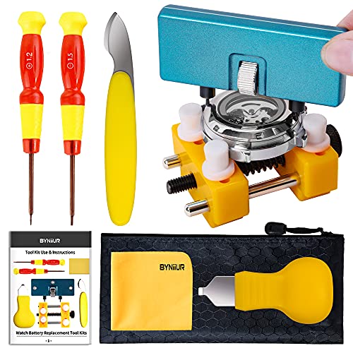 BYNIIUR Watch Battery Replacement Tool Kit, Watch Repair Kits, Watch Back Case Remover and Watch Opener