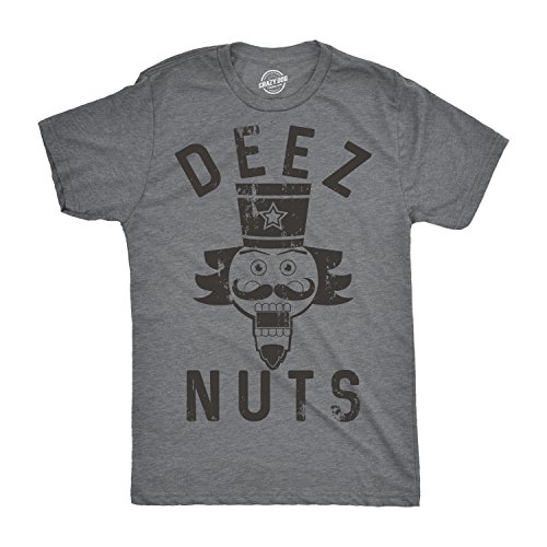 Mens Deez Nuts T Shirt Funny Christmas Nutcracker Sarcastic Graphic Tee for Guys Crazy Dog Men's Novelty T-Shirts for Christmas Holiday Soft Comfortable Funny T Shirts for Men Dark Heather Grey S