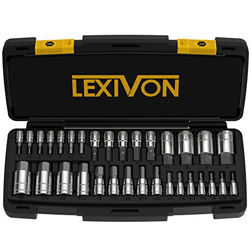 LEXIVON Master HEX Bit Socket Set, Premium S2 Alloy Steel | Complete 32-Piece, SAE and Metric Set | Enhanced Storage Case (LX-144)