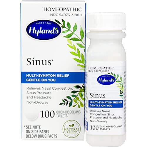 Sinus Relief by Hyland's, Decongestant, Headache and Allergy Symptom Relief, Natural Sinus and Cold Medicine for Adults, 100 Count