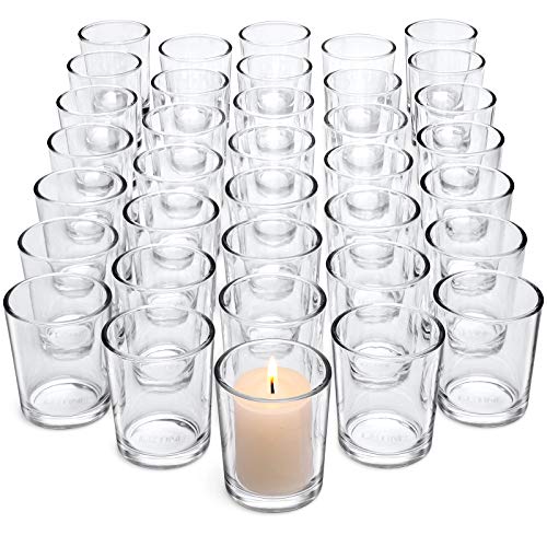 Letine Clear Glass Tealight Candle Holder- Glass Votive Candle Holders Bulk Set of 36 - Clear Candle Holder for Thanks Giving Table Decor/ Wedding Propose Parties Holiday and Home Decor