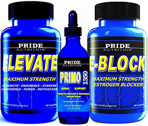 Pride Nutrition #1 Muscle Building Stack - Anabolic Strength, Growth & Recovery Support with Estrogen Blocker - 3 Bottles - Best Lean Muscle Mass Building Stack (Level 2 with Strength 1350)