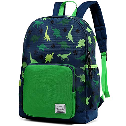 VASCHY Kids Backpack for Boys, Cute Lightweight Water Resistant Preschool Backpack for Boys and Girls Kindergarten Bookbag Dinosaur