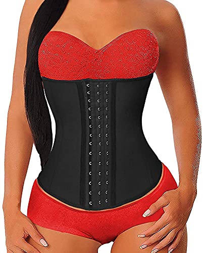 YIANNA Women's Underbust Latex Sport Girdle Waist Trainer Corsets Tummy Control Waist Cincher Body Shaper for weight loss Plus Size, (Black, 6XL)