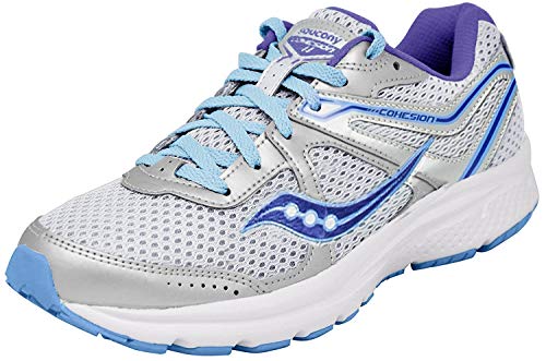 Saucony Women's Cohesion 11 Sneaker, Grey/Purple, 8.5 M US