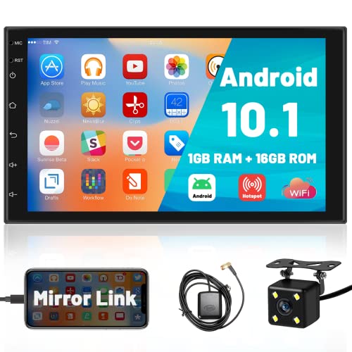 Hikity Double Din Android Car Stereo 7 Inch Touch Screen Car Radio in Dash GPS Navigation Bluetooth FM Radio with Dual USB WiFi Mirror Link for iOS/Android Phones