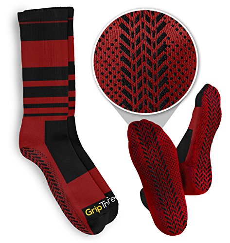 Best Non Slip Red/Black Athletic Treaded Socks for Martial Arts & Pilates