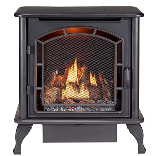 Duluth Forge DF25SMS Vent Free Dual Fuel Stove, Freestanding Fireplace and Indoor Space Heater, Use with Natural Gas or Liquid Propane, Thermostat Control, Heats up to 1,100 Square Feet, 23,000 BTU