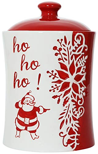 Ho Ho Ho! Christmas Themed Winter Holiday Ceramic Cookie Jar