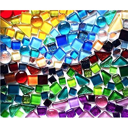 500g Irregular Tiny Mosaic Tile Hobbies Children Handmade Crystal Craft for Bathroom Kitchen Home Decoration DIY Art Projects,0.4X0.4 Inch(Mixed Color Series)