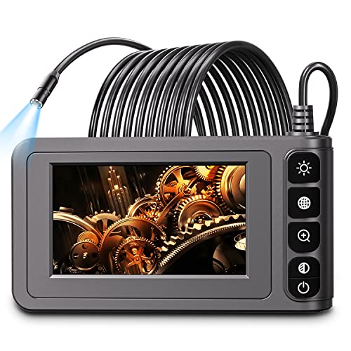 SKYBASIC Industrial Endoscope Borescope Camera with Light, 4.3'' LCD Screen HD Digital Snake Camera Handheld Waterproof Sewer Inspection Camera with 8 LED Lights, 16.5FT Semi-Rigid Cable