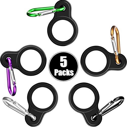 5 Sets Silicone Water Bottle Carrier with 5 Pieces Keychain Clip Key Ring Clip for Outdoor Activities or Daily Use