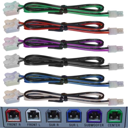 Digital Restock - 6 Home Theater Speaker Cables for Sony Samsung Etc / 4.2mm Connectors/Includes Tool-Free Wire Crimp Splices