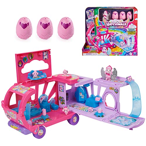 Hatchimals CollEGGtibles, Transforming Rainbow-Cation Camper Toy Car with 6 Exclusive Characters, 10 Accessories, Kids Toys for Girls Ages 5 and up