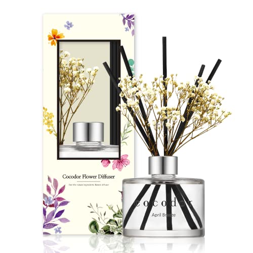 Cocod'or COCODOR Preserved Real Flower Reed Diffuser/April Breeze / 6.7oz(200ml) / 1 Pack/Reed Diffuser Set, Oil Diffuser & Reed Diffuser Sticks, Home Decor & Office Decor, Fragrance and Gifts