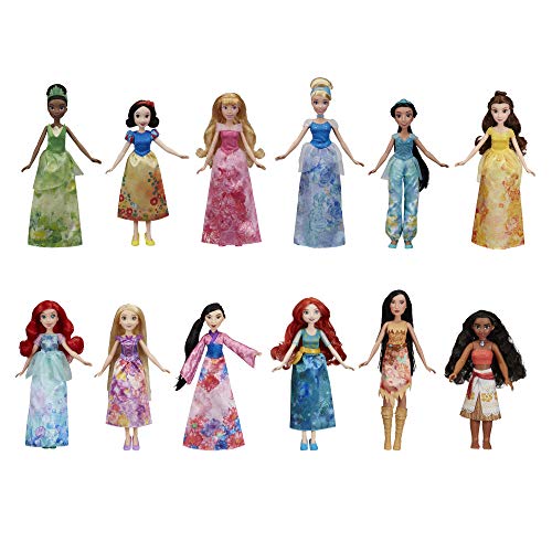 Disney Princess Royal Collection, 12 Fashion Dolls - Ariel, Aurora, Belle, Cinderella, Jasmine, Merida, Moana, Mulan, Pocahontas, Rapunzel, Snow White, Tiana (Amazon Exclusive)
