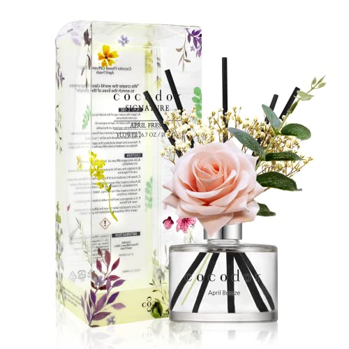 COCODOR Rose Flower Reed Diffuser/April Breeze/6.7oz(200ml)/1 Pack/Reed Diffuser, Reed Diffuser Set, Oil Diffuser & Reed Diffuser Sticks, Home Decor & Office Decor, Fragrance and Gifts