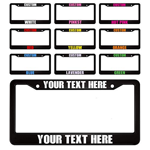 Personalized Your Own Text Custom License Plate Frames for Cars, Personalized License Plate Frame Auto License Plate Holder, Customize Funny Metal Car Accessories License Plate Holder Chrome 2 Holes