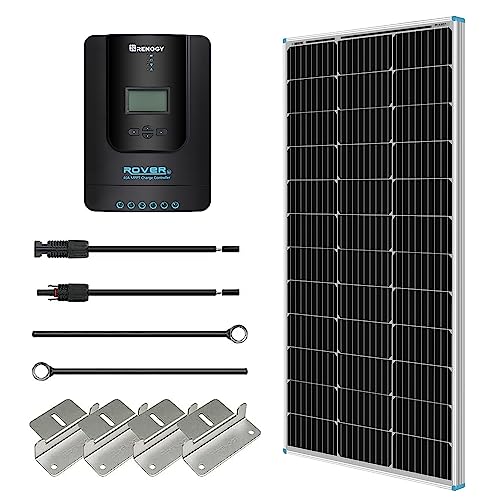 Renogy 100 Watt 12 Volt Monocrystalline Solar Starter Kit with 40A Rover MPPT Charge Controller