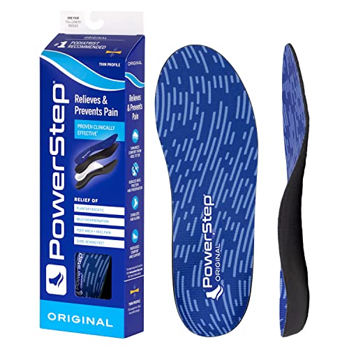 PowerStep Original Insoles - Arch Pain Relief Orthotics for Tight Shoes - Support for Plantar Fasciitis Pain Relief, Mild Pronation, Foot, Arch & Heel Pain - Insoles for Men & Women (M 11-11.5)