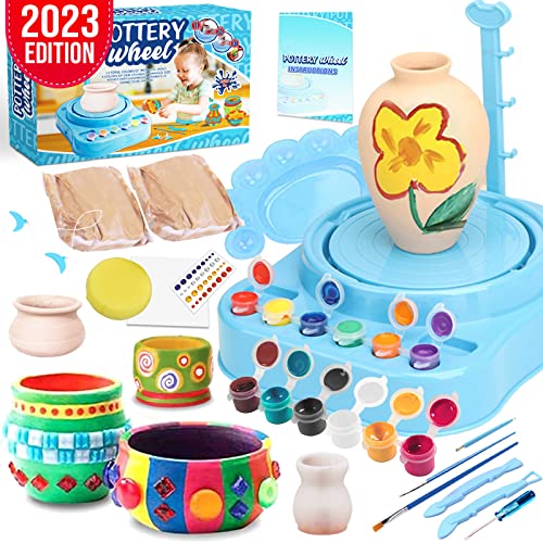 Insnug - Complete Pottery Wheel and Painting Kit for Beginners with Modeling Clay and Sculpting Tools, Arts & Crafts, Craft Kits for Kids Age 8-12, 9-12