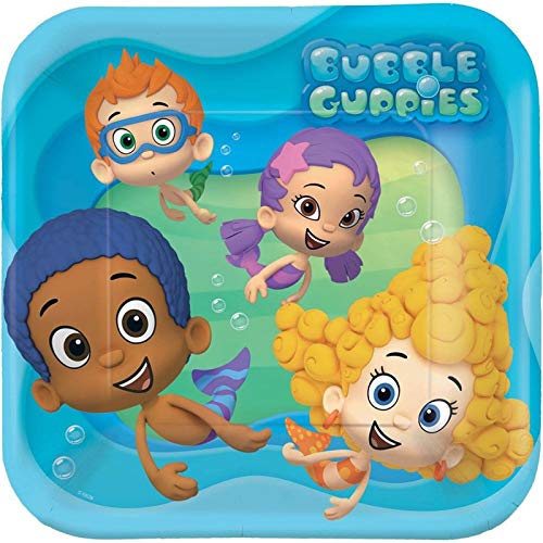 Bubbly-rrific Bubble Guppies Square Birthday Party Paper Plates Disposable Tableware and Dishware, 9', Pack of 8.