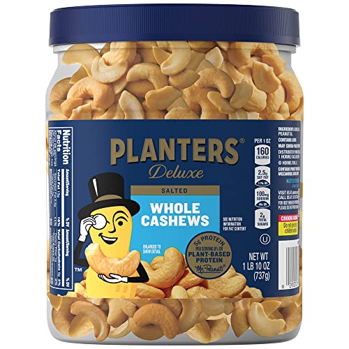 PLANTERS Fancy Whole Cashews with Sea Salt, 26 oz. Resealable Jar - Made with Simple Ingredients - Good Source of Vitamins and Minerals - Kosher (Packaging May Vary)