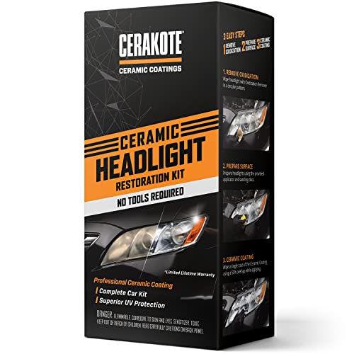 CERAKOTE Ceramic Headlight Restoration Kit – Guaranteed To Last As Long As You Own Your Vehicle – Brings Headlights back to Like New Condition - 3 Easy Steps - No Power Tools Required