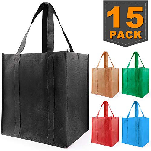 BURVAGY Reusable Grocery Bags Shopping Totes Foldable 15 Pack Ripstop 50LBS XLarge folding Bags with Pouch Gift Bags Machine Washable Waterproof Eco-Friendly Practical…