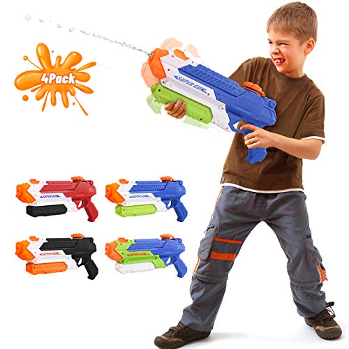 Water Guns for Kids Adults - 900 CC Super Water Toys Long Range - Lifetime Replacement - Big Water Toys for Boys and Girls as Birthday Gifts Red (4 Packs)