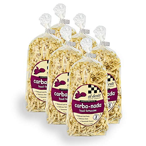 AL DENTE Carba-Nada Basil Fettuccine, Reduced-Carb, High Protein Pasta (Pack of 6), 10 Ounce