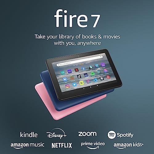 Amazon Fire 7 tablet, 7” display, read and watch, under $60 with 10-hour battery life, (2022 release), 16 GB, Denim